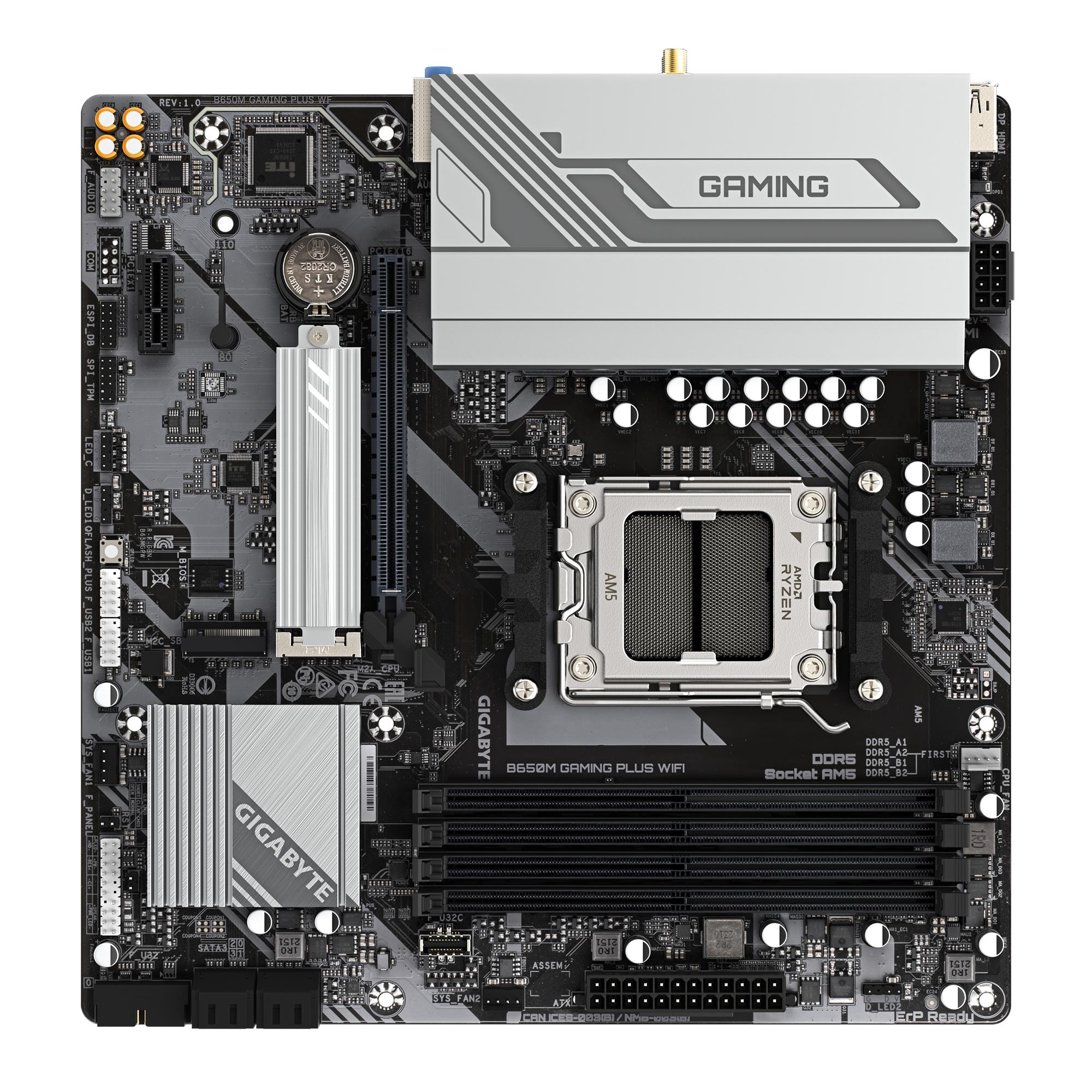 50e490cb-e4c0-465f-99d8-2b97fdf64fa6 Mainboard GIGABYTE AMD B650 SAM5 Micro-ATX Memory DDR5 Memory slots 4 B650MGAMINGPLUSWF1.3