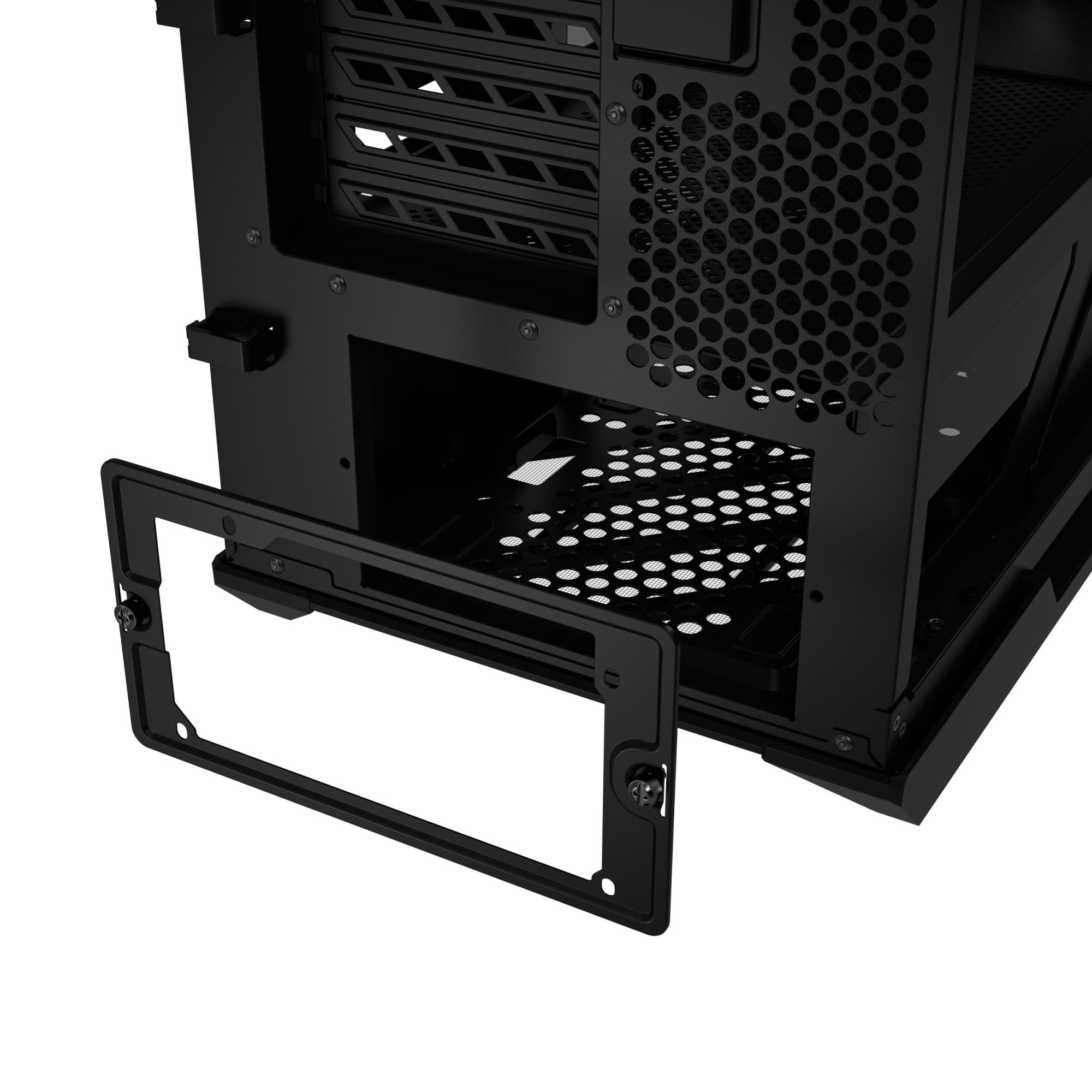 5588e2b6-b38a-48d9-b63f-4b7029e76a38 Korpusas ASUS ROG Strix Helios II su atidarytu šonu ir vidiniu išdėstymu