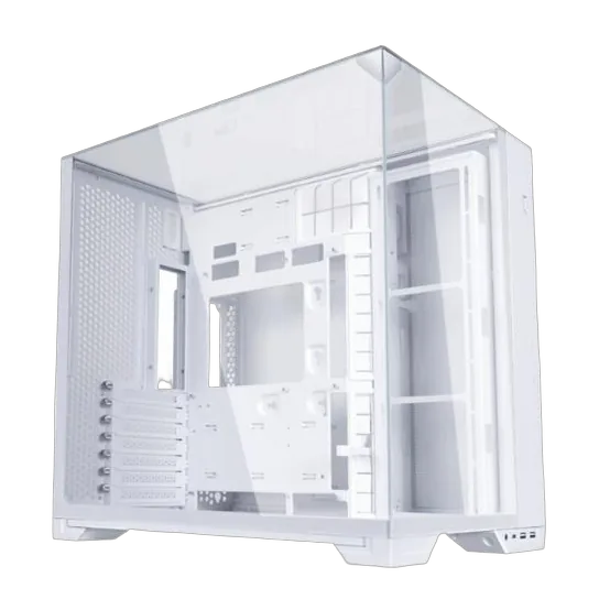 5cd3a440-72d4-475f-b4fc-1f0d800594bb-1 LIAN LI O11 VISION COMPACT korpusas su permatomis durelėmis, baltas