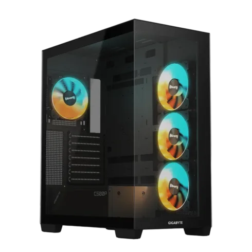 GIGABYTE GB-C500P ST korpusas su permatomu stiklu, juodas