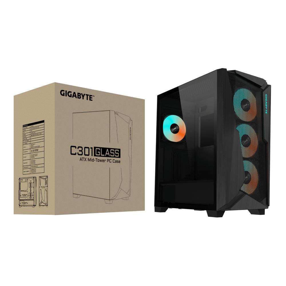 5f5441b8-de7d-49c4-8327-57a8e9cfc43f-2 Case GIGABYTE C301G V2 BLACK MidiTower Case product features Transparent panel Not included ATX EATX MicroATX MiniITX Colour Black C301GV2