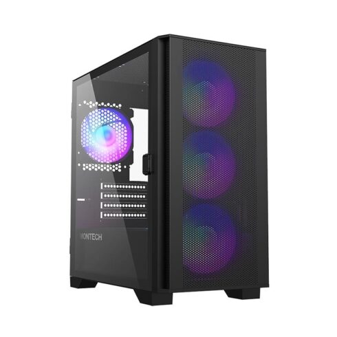 Korpusas MONTECH AIR 100 ARGB su permatomu paneliu, juodas