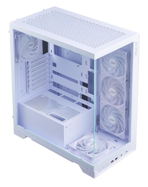 Korpusas ADATA INVADER X BTF su permatomu paneliu, baltas
