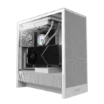 NZXT H5 Flow korpusas su permatomis durelėmis, baltas