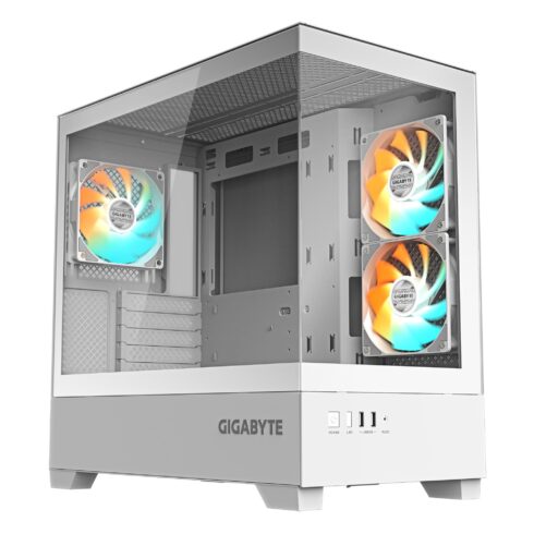 GIGABYTE GB-C201PI korpusas su skaidriu šonu, baltas