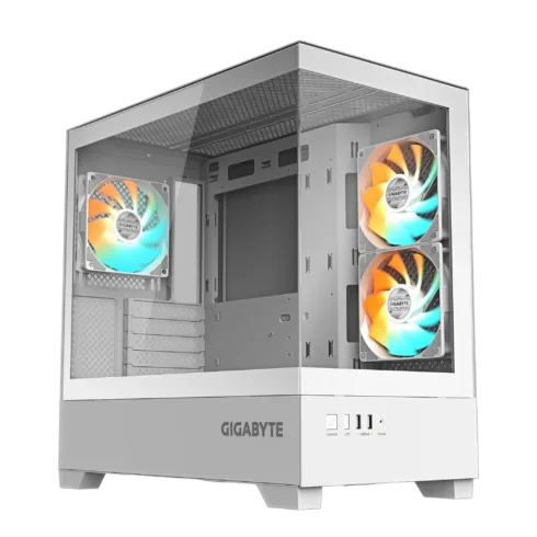 GIGABYTE GB-C201PI korpusas su skaidriu šonu, baltas