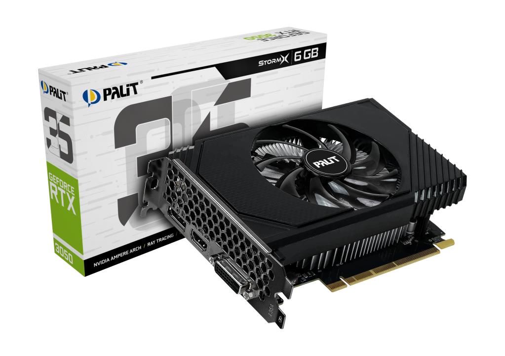 919ebeb0-bce6-40ac-be3c-e9dd941bfe71-1 Graphics Card PALIT NVIDIA GeForce RTX 3050 1042 MHz 6 GB GDDR6 96 bit PCI Express 4.0 Active NE63050018JE-1072F