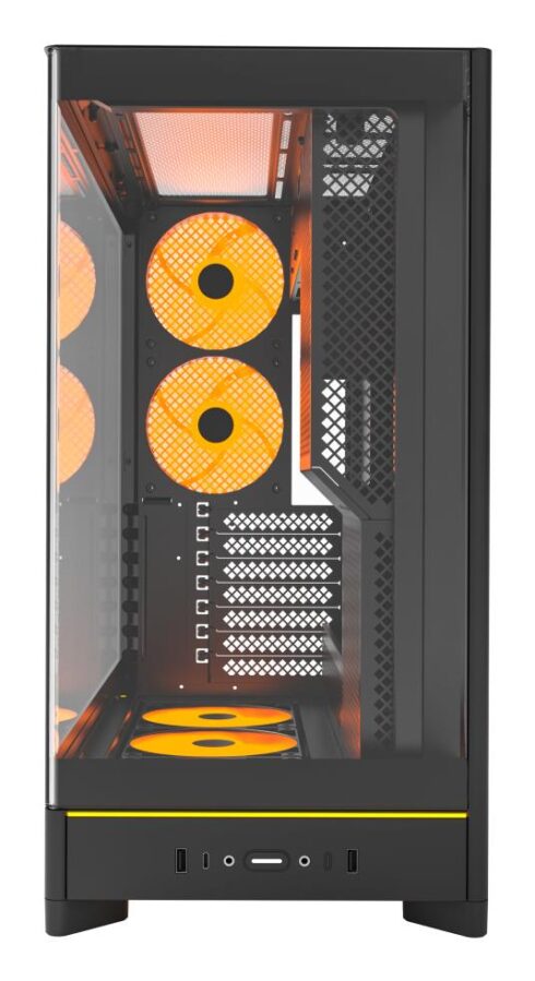 MONTECH HS02 PRO juodas MidiTower korpusas su permatomu paneliu