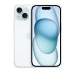 iPhone 15 su 256GB atminties ir 48MP kamera, mėlyna spalva