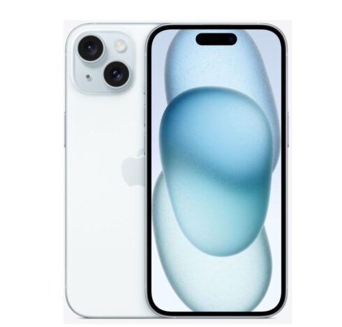 iPhone 15 su 256GB atminties ir 48MP kamera, mėlyna spalva