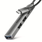USB-C 4 prievadų HUB su 12 cm kabeliu, modelis HUE-STC