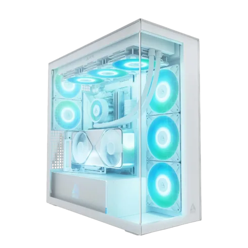 ARCTIC Xtender VG korpusas su permatomu paneliu, baltas