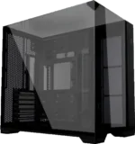 LIAN LI O11 VISION COMPACT korpusas, juodas, su permatomu paneliu
