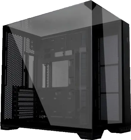 c2506dcb-aeb1-4d08-b428-69a533db01fe-1 LIAN LI O11 VISION COMPACT korpusas, juodas, su permatomu paneliu