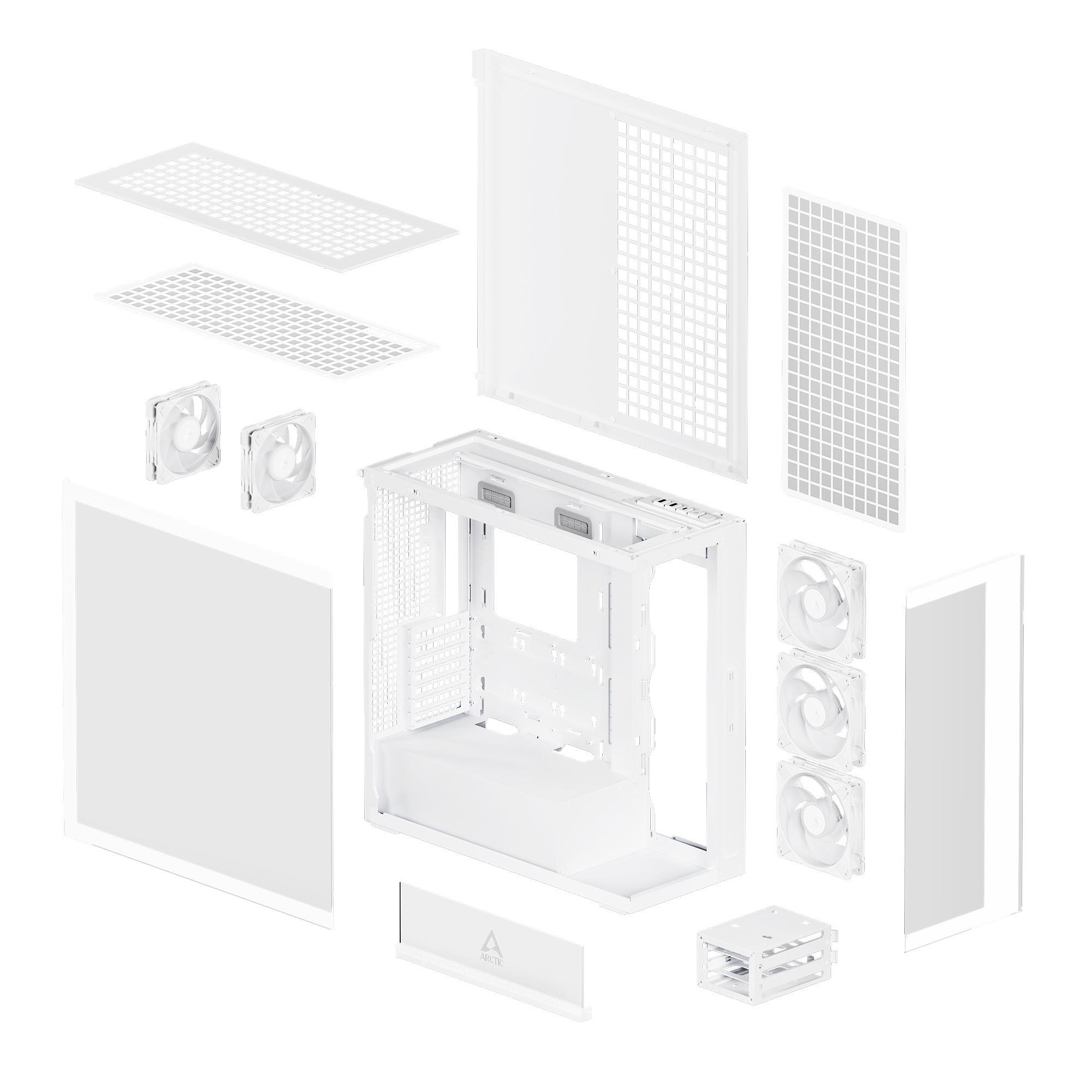 c39d56cb-326b-43ee-8982-1f32df797285-1 Case ARCTIC Xtender (White) MidiTower Case product features Transparent panel Not included Colour White ACPCC00014A