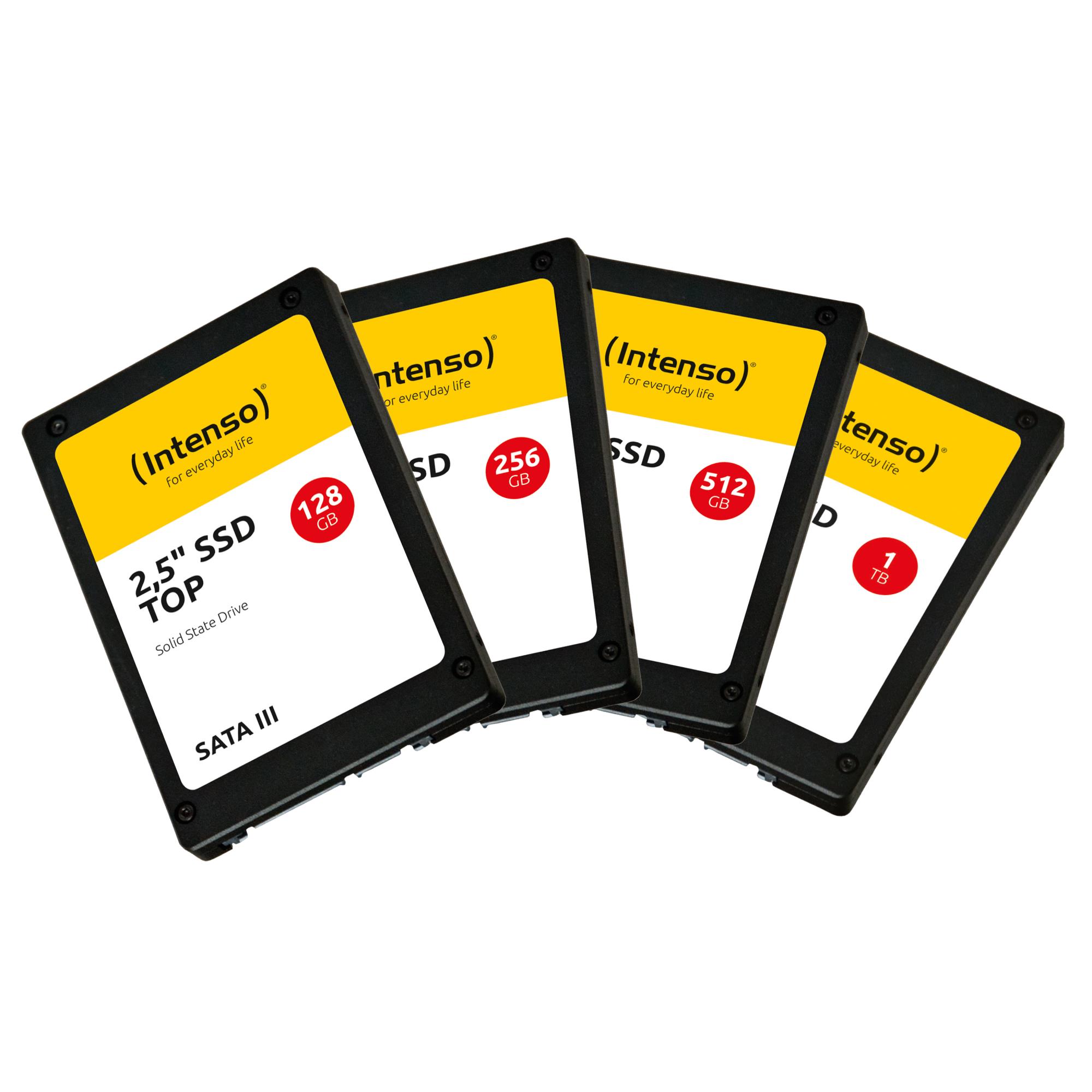 c3a70e6c-6b37-47c9-8354-d2c17440bd17 SSD INTENSO 256GB SATA 3.0, šoninis vaizdas su jungtimis