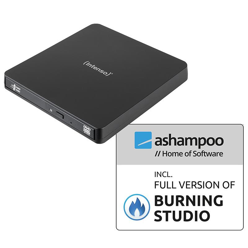 c6bf032c-0a1b-4204-aad0-ed6ef32ffc92 Išorinis DVD RW įrenginys, matomas iš šono, su USB 3.2 jungtimi