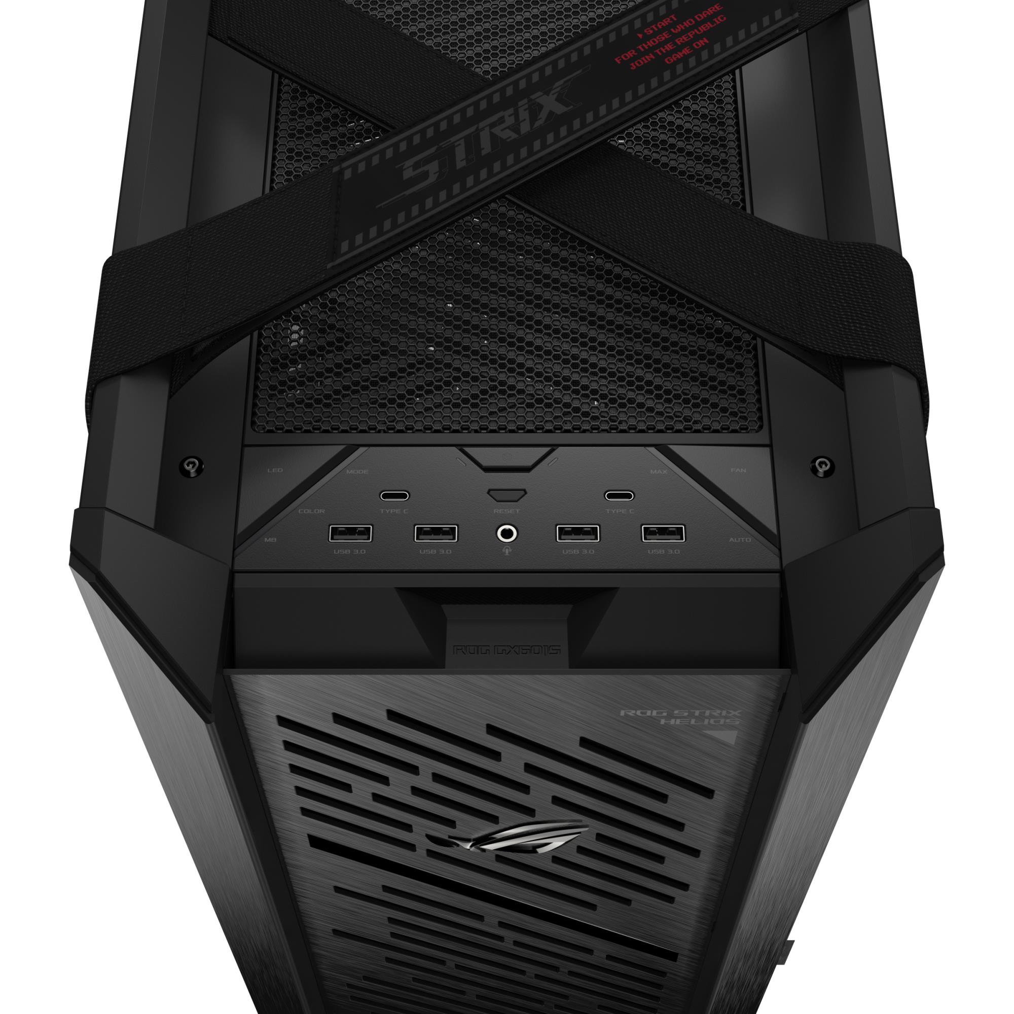 d0182ed5-df79-4313-b258-4b8a45e0bf2b Korpusas ASUS ROG Strix Helios II, šoninis vaizdas su stiklo panelėmis