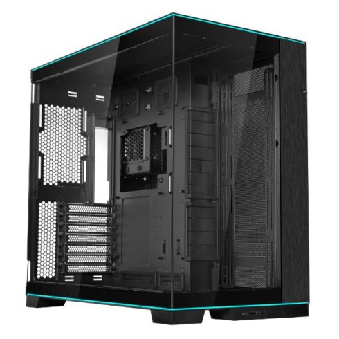 LIAN LI O11 DYNAMIC EVO RGB korpusas, juodas, su permatomu paneliu