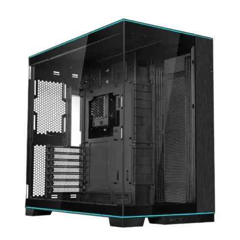 LIAN LI O11 DYNAMIC EVO RGB korpusas, juodas, su permatomu paneliu