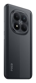 POCO M8 Pro 5G juodas mobilusis telefonas, matomas iš šono