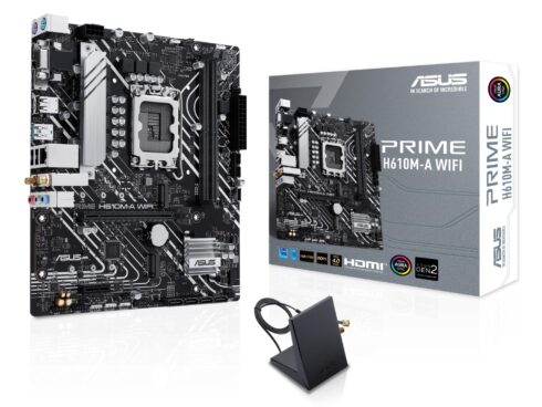 Mainboard ASUS Intel H610 LGA 1700 micro ATX RAM DDR5-SDRAM 2xSlots Wi-Fi Yes Bluetooth Yes 2xNumber of M.2 (M) slots PRIMEH610M-AWIFI