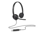 Ausinės Logitech H340, šoninis vaizdas su mikrofonu