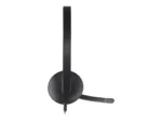Ausinės Logitech H340, matomos iš šono, su USB jungtimi