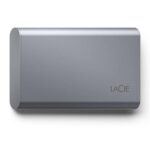Išorinis SSD LACIE, matomas iš šono, su jungčių išdėstymu