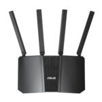 ASUS RT-BE55 maršrutižatorius, vaizdas iš šono su 5 LAN prievadais