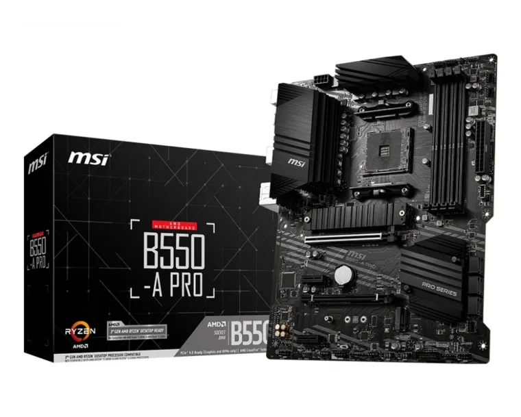 MSI B550-A PRO motininė plokštė su AMD B550 lustu ir AM4 procesoriaus lizdu