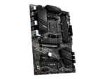 Motininė plokštė MSI B550-A PRO, vaizdas iš viršaus su atminties lizdais