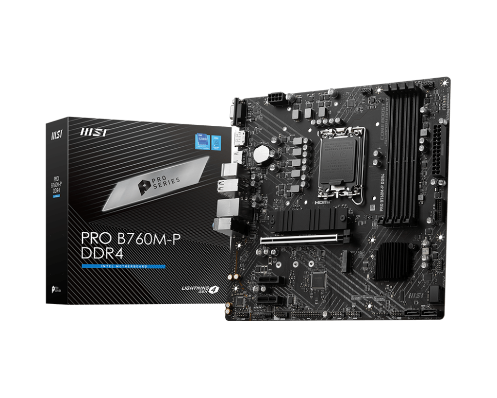 401377-pro-b760m-p-ddr4-4711377030991-0.webp MSI PRO B760M-P DDR4 su Intel B760 lustu ir LGA1700 procesoriaus lizdu