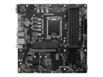 Motininė plokštė MSI PRO B760M-P DDR4, matoma iš šono, rodo jungčių išdėstymą