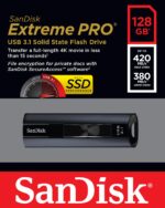 USB atmintinė SanDisk SDCZ880 su 128GB talpa, matoma iš šono