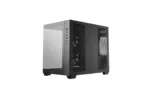 Korpusas Deepcool CG330 3F, matomas iš šono, atidarytas su vidiniais komponentais