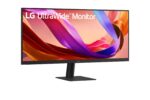 Monitorius LG 29" su 2560 x 1080 pikselių ekranu, šoninis vaizdas