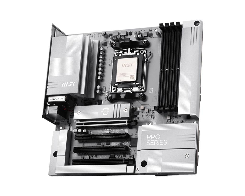 7c4d3c0c-9bb0-4f1a-943f-43d9aefab54b-1 Mainboard MSI AMD B850 Socket AM5 micro ATX RAM DDR5-SDRAM 4xSlots Wi-Fi Yes Bluetooth Yes 1xPCI Express x4 slots 1xPCI Express x16 slots 2xNumber of M.2 (M) slots PROB850M-AWIFIPZ