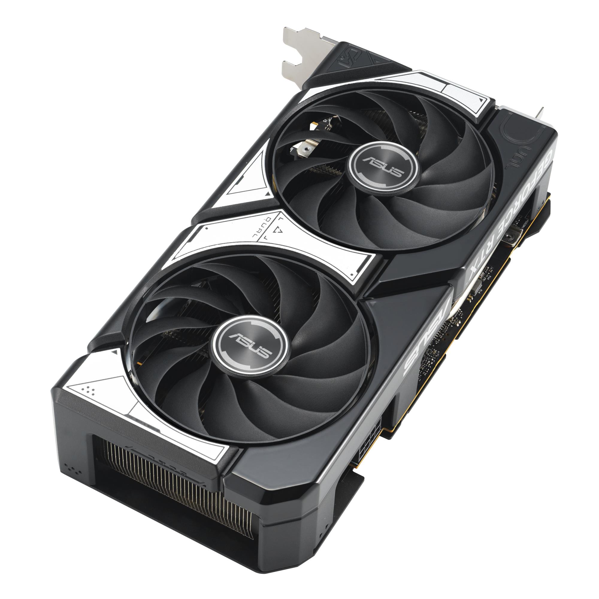 88721894-d996-45b2-9ec3-616753b55abe Vaizdo plokštė ASUS NVIDIA GeForce RTX 5060, šoninis vaizdas su aušinimo sistema