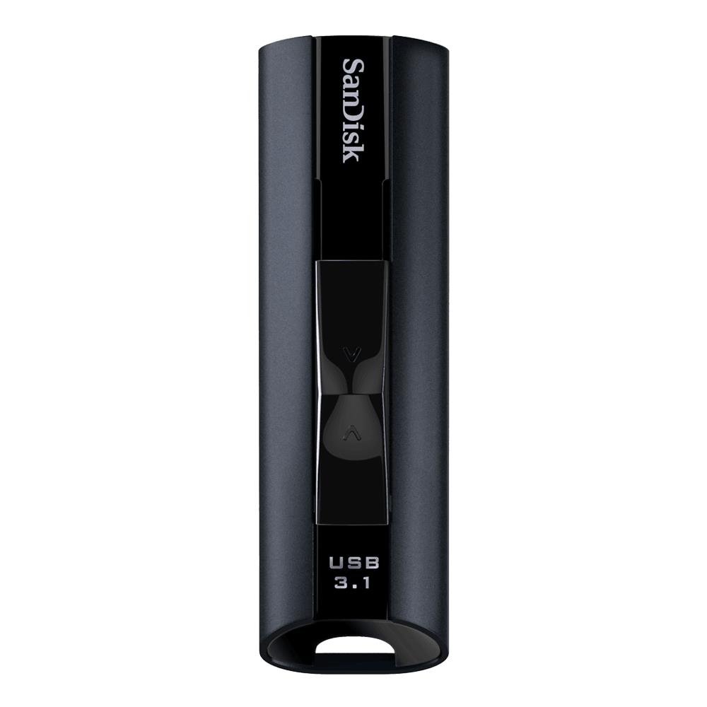 9f7870e6-60cc-4115-91a2-3e1d26718154 USB atmintinė SanDisk 128GB, matoma iš šono su jungtimis