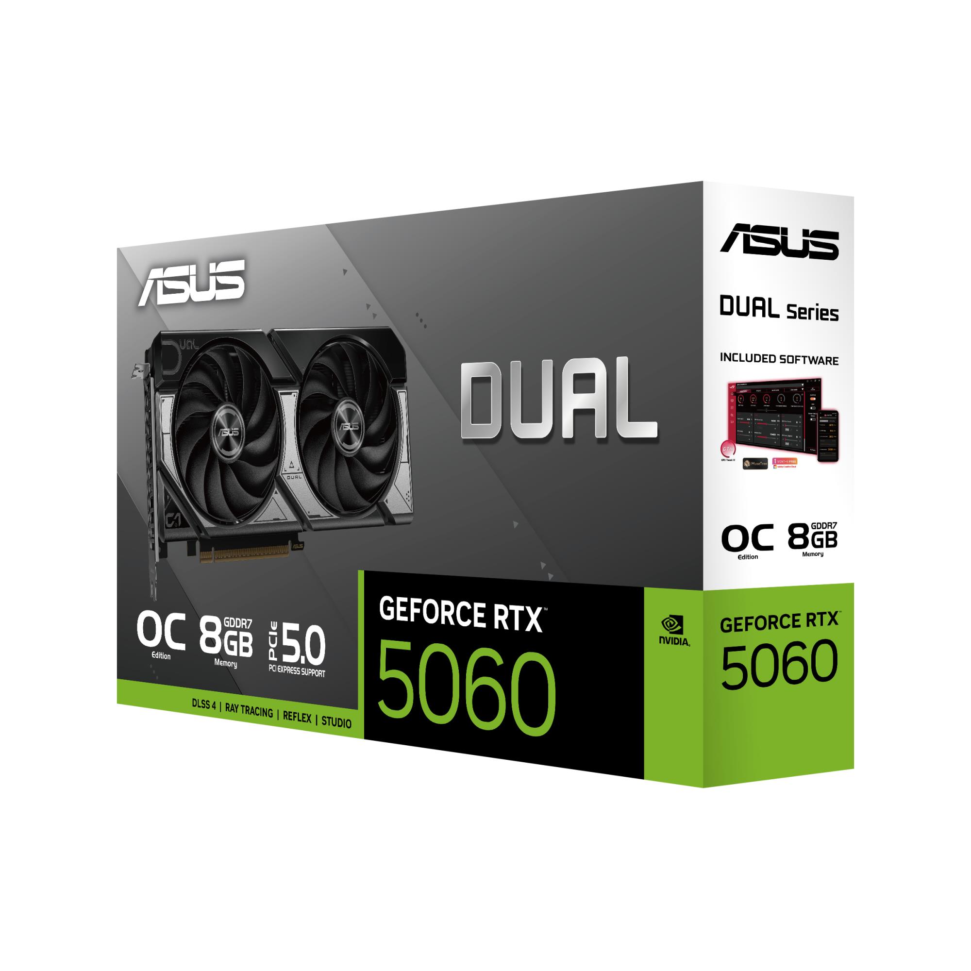 a4211815-4855-41a0-a652-6d596e4ad5ed Vaizdo plokštė ASUS NVIDIA GeForce RTX 5060 su 1xHDMI ir 3xDisplayPort jungtimis