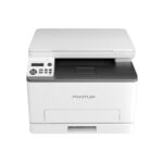 Spausdintuvas Pantum CM1100DW, matomas iš šono, rodo jungčių išdėstymą