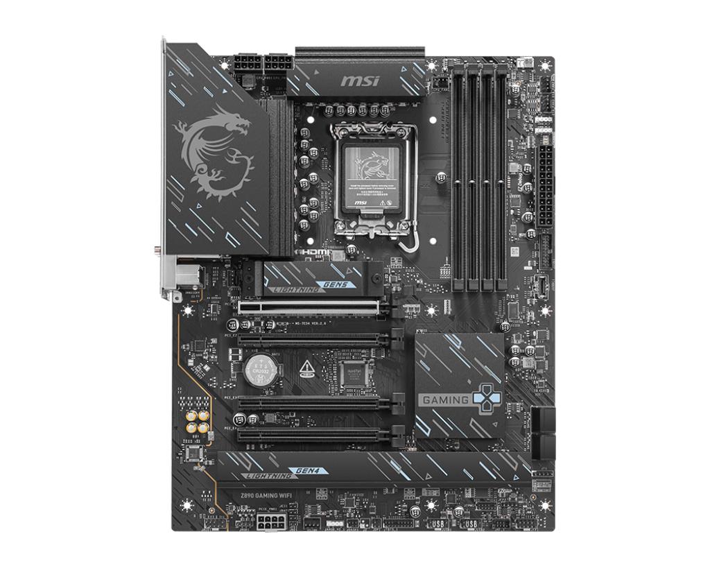 c006fe9d-5e47-471f-ba16-57ce1917b4b7 Motininė plokštė MSI Z890 GAMING WIFI, viršutinis vaizdas su M.2 jungtimis