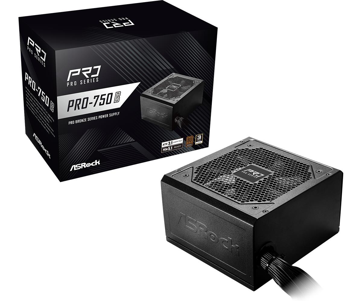 cf6b8790-0ba6-4a70-91a6-147031dbd42f-1 ASROCK PRO-750B maitinimo blokas, 750 W, 80 PLUS Bronze sertifikatas