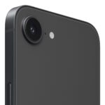 iPhone 16E su 128GB atminties, šoninis vaizdas su mygtukais ir jungtimis
