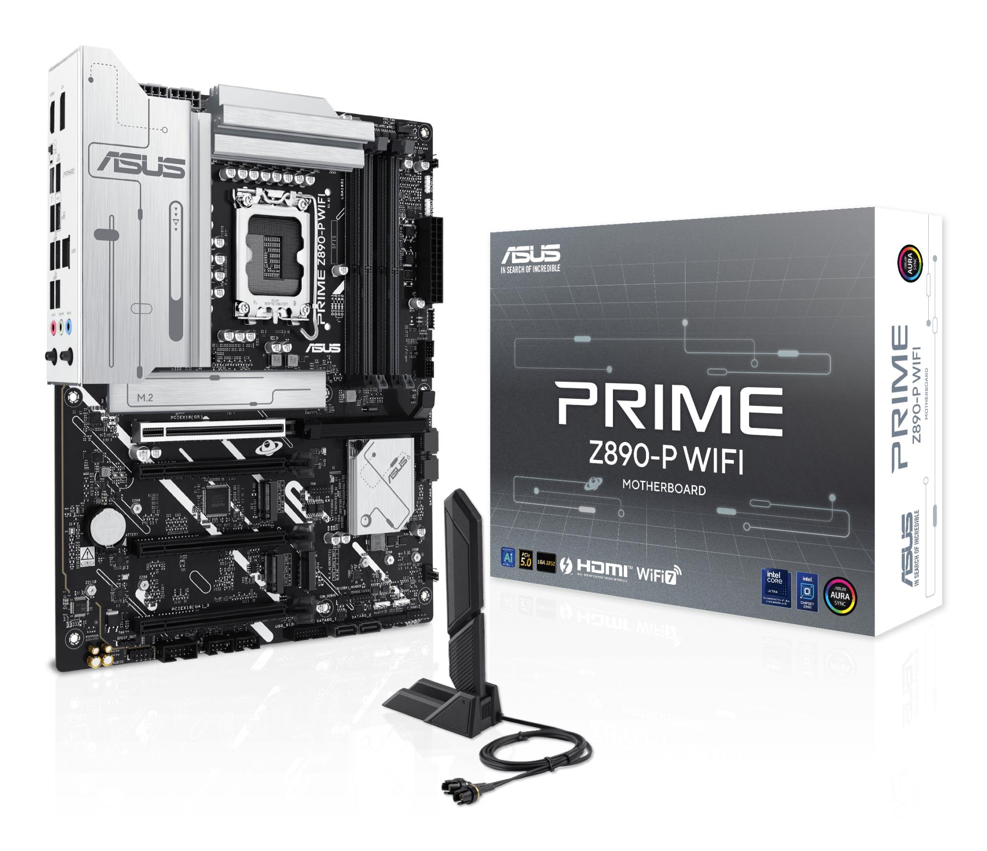 03ad9110-b17a-4219-a9ca-d4624f734a9d Mainboard ASUS Intel Z890 LGA1851 ATX Memory DDR5 Memory slots 4 3xPCI-Express 4.0 16x 1xPCI-Express 5.0 16x 4xM.2 1xHDMI 1xDisplayPort 1xAudio-In 1xAudio-Out 1xMicrophone 4xUSB 2.0 2xUSB 3.0 1xUSB 3.1 1xUSB-C w/Thunderbolt 1xRJ45 PRIMEZ890-PWIFI