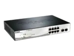 D-LINK DGS-1210-10P, Gigabit Smart III Switch with 8 10/100/1000Base-T PoE ports and 2 combo 1000Base-T/MiniGBIC (SFP) ports, 802.3x Flow Control, Port Trunking, 802.1Q VLAN, 802.1p Priority Queues, Port mirroring, Jumbo Frame support, 802.1D STP, ACL, LLDP, Cable Diagnostics, Voice VLAN, CLI   D-Link   24 month(s)