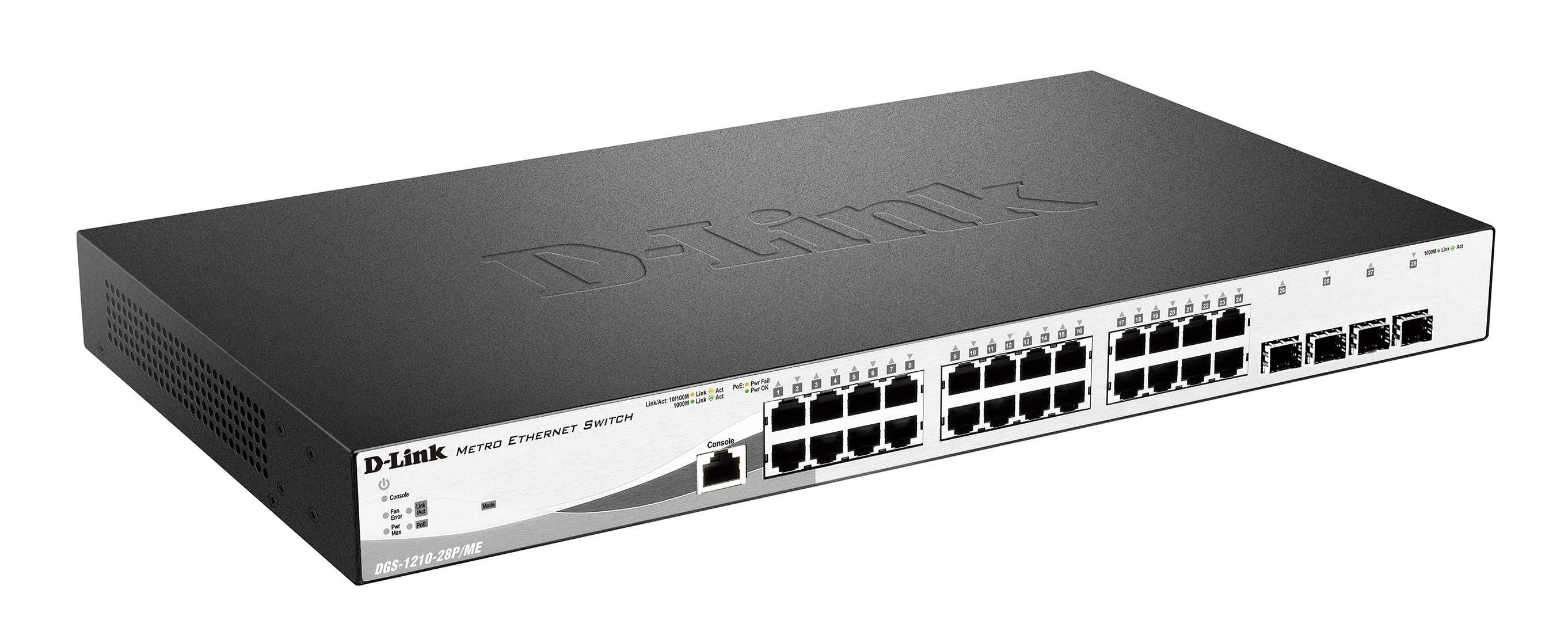 128368-dgs-1210-28p-me-e-790069467585-0.webp D-Link Metro Ethernet Switch DGS-1210-28P/ME Managed L2 Rack mountable Gigabit Ethernet (copper) ports quantity 24 SFP ports quantity 4 Power over Ethernet (PoE) ports quantity 20 PoE/Poe+ ports quantity 4 Power supply type Single 24 month(s)