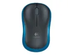 Pelė Logitech, matoma iš šono, rodo jungties tipą ir mygtukus