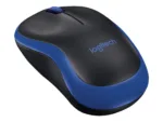 Pelė Logitech, matoma iš šono, rodo jungties tipą ir ergonomišką formą